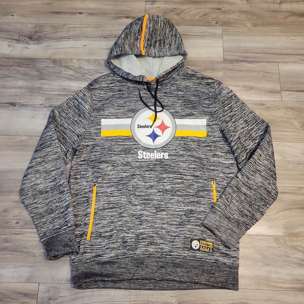 Pittsburgh Steelers Hoodie Pullover Mens Large Gray NFL Team Apparel